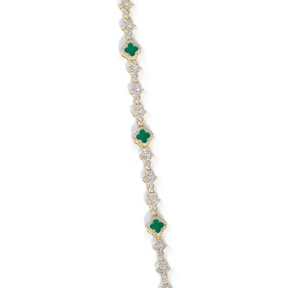 6.5mm Men's Airplane & Clover Tennis Bracelet | Iced Out Zircon Handpiece | Premium Hip Hop Jewelry | Caratix - CaratixJewelry